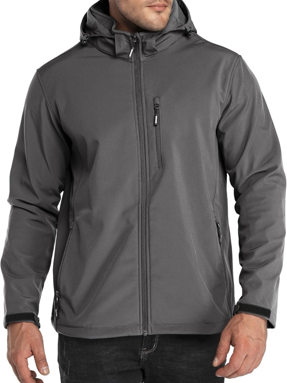 Men's Hooded Softshell Jacket - Gray